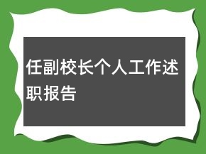 任副校長個人工作述職報告