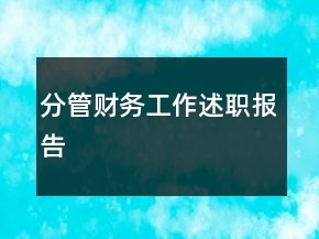 分管財務工作述職報告