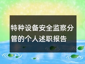 特種設(shè)備安全監(jiān)察分管的個(gè)人述職報(bào)告