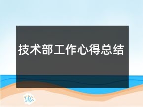技術(shù)部工作心得總結(jié)