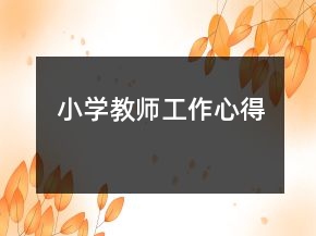 小學(xué)教師工作心得