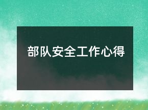 部隊安全工作心得