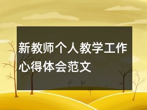 新教師個(gè)人教學(xué)工作心得體會(huì)范文