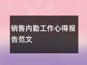 銷售內(nèi)勤工作心得報(bào)告范文
