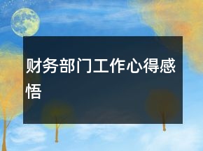 財務部門工作心得感悟