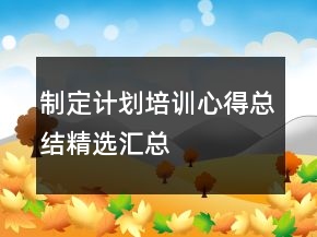 制定計(jì)劃培訓(xùn)心得總結(jié)精選匯總