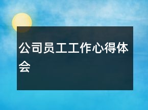 公司員工工作心得體會(huì)