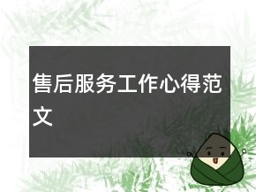 售后服務(wù)工作心得范文