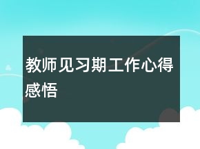 教師見習期工作心得感悟