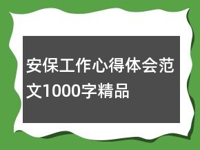 安保工作心得體會(huì)范文1000字精品
