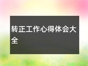 轉(zhuǎn)正工作心得體會大全