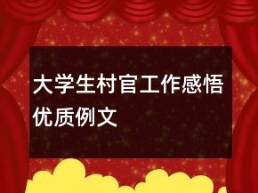 大學(xué)生村官工作感悟優(yōu)質(zhì)例文