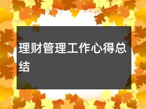 理財(cái)管理工作心得總結(jié)