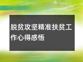 脫貧攻堅精準(zhǔn)扶貧工作心得感悟