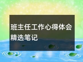 班主任工作心得體會精選筆記