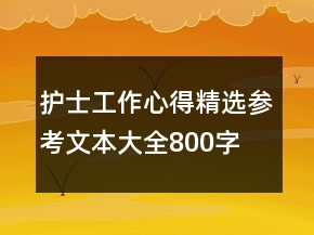 護(hù)士工作心得精選參考文本大全800字