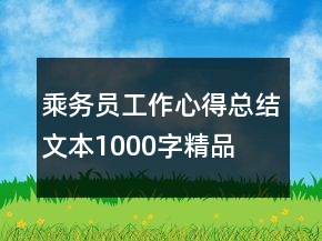 乘務(wù)員工作心得總結(jié)文本1000字精品