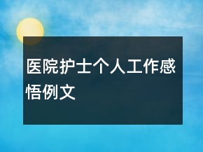 醫(yī)院護(hù)士個人工作感悟例文