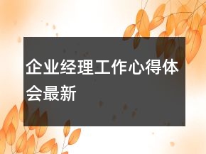企業(yè)經(jīng)理工作心得體會最新