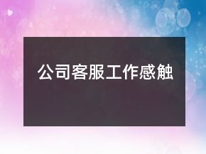公司客服工作感觸