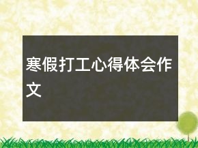 寒假打工心得體會作文