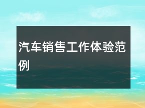 汽車銷售工作體驗(yàn)范例