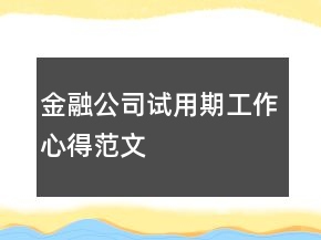 金融公司試用期工作心得范文