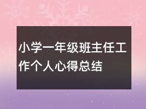 小學(xué)一年級(jí)班主任工作個(gè)人心得總結(jié)