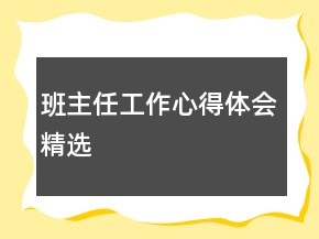 班主任工作心得體會精選