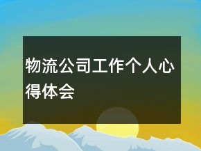 物流公司工作個(gè)人心得體會(huì)