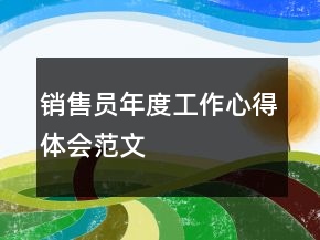銷(xiāo)售員年度工作心得體會(huì)范文