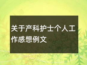 關于產(chǎn)科護士個人工作感想例文