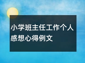 小學(xué)班主任工作個(gè)人感想心得例文