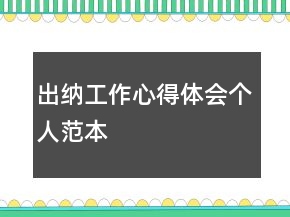 出納工作心得體會個人范本