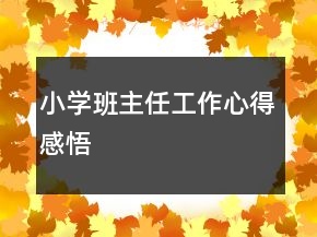 小學(xué)班主任工作心得感悟