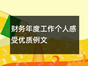 財務年度工作個人感受優(yōu)質例文