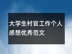 大學(xué)生村官工作個人感想優(yōu)秀范文