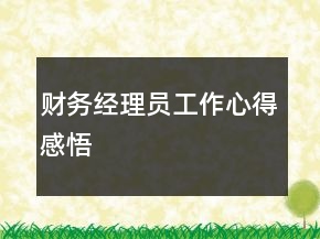 財務經(jīng)理員工作心得感悟