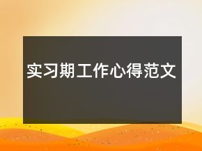 實(shí)習(xí)期工作心得范文
