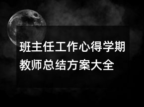 班主任工作心得學(xué)期教師總結(jié)方案大全