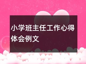 小學班主任工作心得體會例文