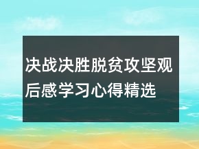 決戰(zhàn)決勝脫貧攻堅觀后感學習心得精選