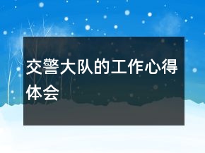 交警大隊的工作心得體會