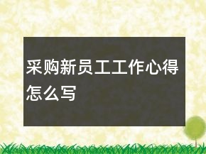 采購新員工工作心得怎么寫