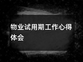物業(yè)試用期工作心得體會