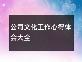 公司文化工作心得體會大全