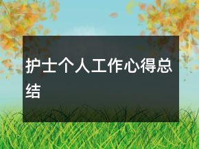 護(hù)士個(gè)人工作心得總結(jié)