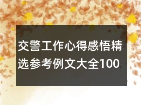 交警工作心得感悟精選參考例文大全1000字