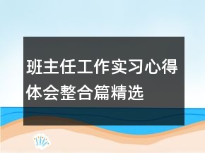 班主任工作實(shí)習(xí)心得體會整合篇精選