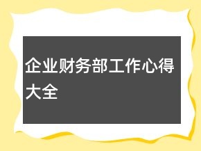 企業(yè)財務部工作心得大全